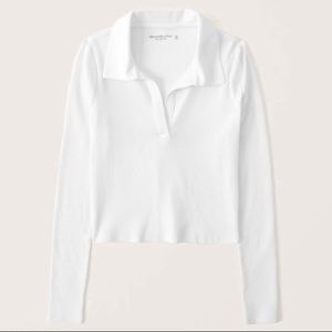 Abercrombie White Sleeve Collared Polo